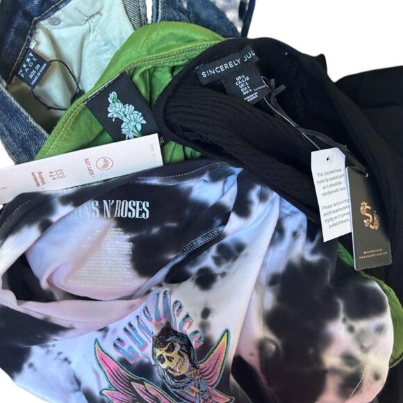 Y2K LACE UP JEANS JOGGERS GRUNGE STREETWEAR BEADED TOP SHIRT BUNDLE M/L - Picture 8 of 8